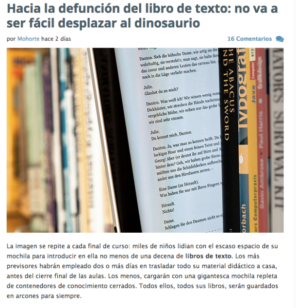 Hacia la defunción del libro de texto: no va a ser fácil desplazar al dinosaurio